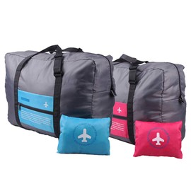 Foldable Travel Duffel Bag 2PCS Sports Gym Tote Water Resistant Carry on Luggage bag Weekender Overnight Bag (Pink+Blue)