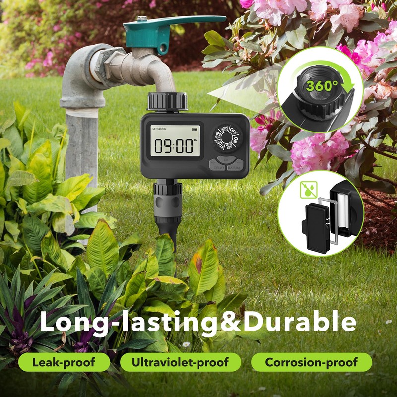 BN LINK Programmable Sprinkler Timer with Rain Delay – Waterproof