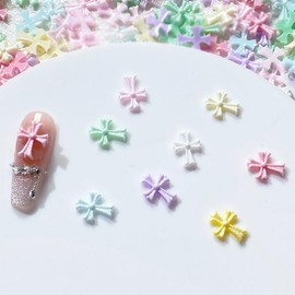 Cross Nail Parts, Set of 100, 3D Design, Cross, Nail Parts, Cute, Handmade, Resin Material, Nail Art, Nail Design Supplies, Gel Nails, Handmade, DIY (Colorful)