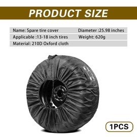 ijuicy Car Tire Cover, Durable Oxford Cloth Spare Tire Cover with Pocket, Sun Rain Snow Protector Tire Covers, for Tire Diameters 17" - 23", Wheel Cover for Travel Trailer Camper Truck SUV (Black)