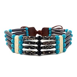 Local Bead Shop Handmade Traditional 4 Row Buffalo Bone Hairpipe Tribal Choker Necklace