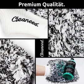 Cleaneed Premium Wash Mitt – Particularly Gentle on Paint Thanks to Extra Soft Microfibre – Residue-Free – Extra Absorbent – For Cars, Rims and Motorcycles – Car Sponge