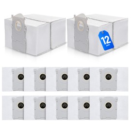 12 bolsas de polvo, compatibles con Ecovacs Deebot X8 Pro Omni/T50 Pro Max Omni/T80 Omni/Yeedi S14 Plus Robot Aspirador, grandes bolsas desechables de repuesto