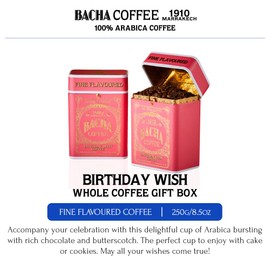 Bacha Coffee | Birthday Wish Fine Flavoured, Whole Beans, Medium Roast, 100% Arabica Specialty Coffee, 250g Signature Nomad Collection, Gift Box