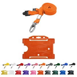 PCL Media ltd 10 ID Card Holders and 10 Neck Strap Safety Breakaway Lanyard (Orange Metal Clip)