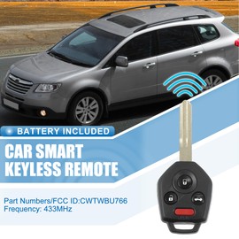 X AUTOHAUX 4 Button Car Keyless Entry Remote Control Key Fob Proximity Smart Fob CWTWBU766 for Subaru Legacy 08-09 Outback 2008-2009 Tribeca 08-10 433MHz 62 Chip