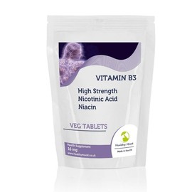 Vitamin B3 16mg Nicotinic Acid Niacin 60 Vegetarian Tablets - LetterBox Friendly UK -High Strength Nicotinamide