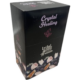 Tribal Soul Spiritual Incense Sticks Gift Box with Ceramic Holder for 12 Packs (Crystal Healing), Brown