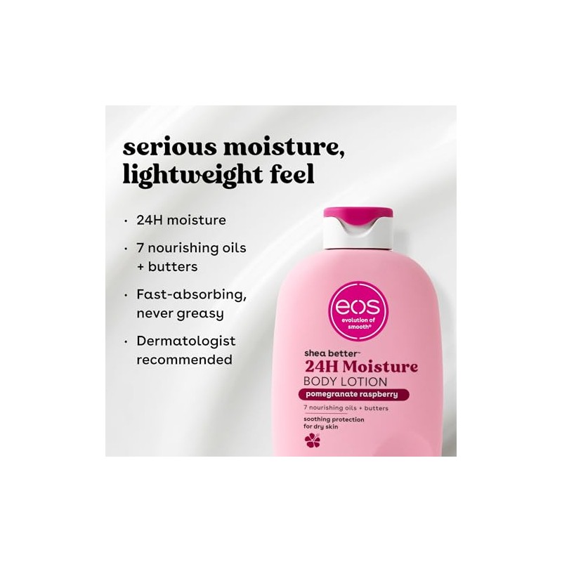eos Shea Better Body Lotion Pomegranate Raspberry, 24-Hour Moisture Skin