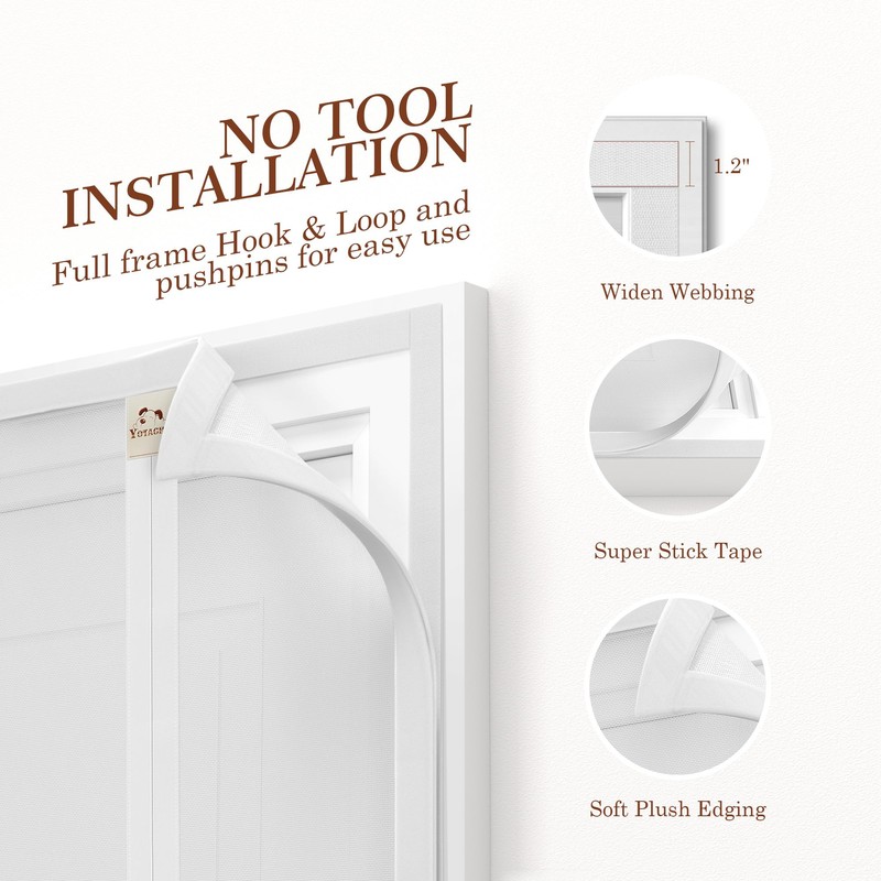 Yotache Reversible Left/Right Opening Magnetic Screen Door Fits 48 x