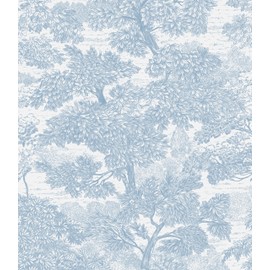 Safiyya Peel and Stick Wallpaper Tree Contact Paper 393" x 17.3" Blue Wall Paper Modern Forest Self Adhesive Removable Wallpaper for Bedroom Bathroom Vinyl Rolls