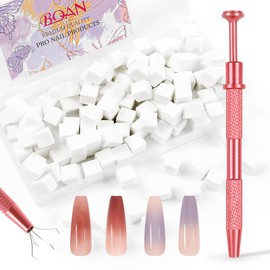BQAN Nail Sponges for Ombre, 100pcs 0.39" Nail Art Sponge with Gripper Pen for Nail Art Manicure Nail Art Tools for Nail Tech and Beginner (Red)