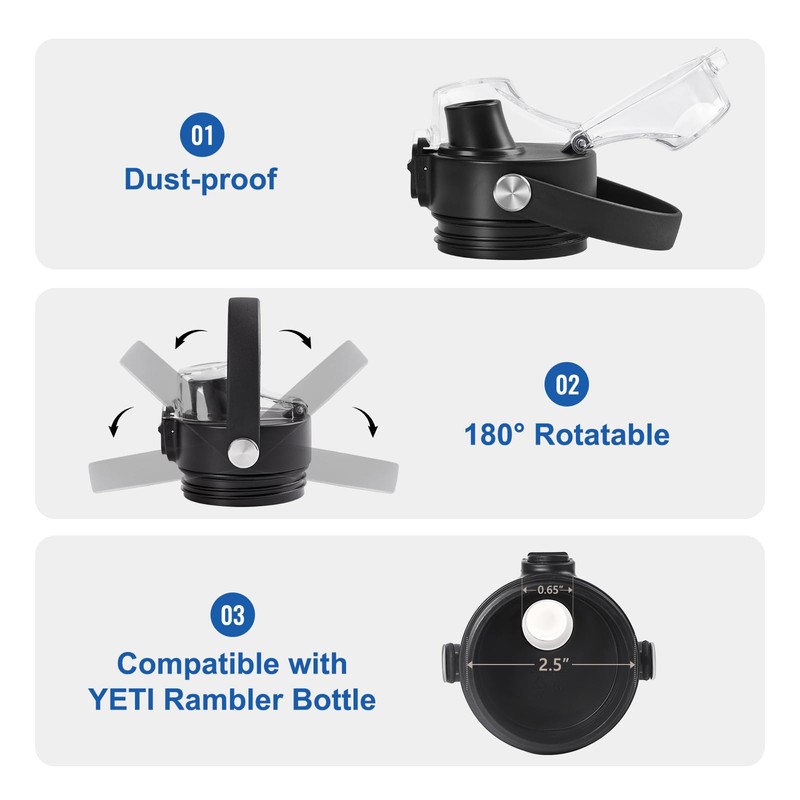 XACIOA Auto Spout Lid for YETI Rambler 18 26 36