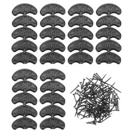 sourcing map 30pcs Heel Plates Heel Taps Rubber Repair Pad Replacement Set Small Size with 120pcs 16mm Screws for Various Leather Shoe Repair, Black