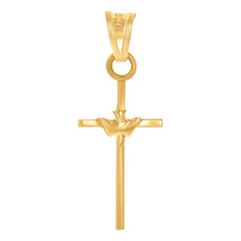 JewelryWeb 14k Yellow Gold Unisex Dove Cross Religious Charm Pendant Necklace 28.4x11.2mm Wide-Pendant for Women