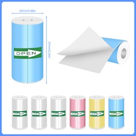16 Rolls Printing Paper Stickers for Mini Printers Thermal Paper Coloured Stickers Cash Certificate Paper (57 x 25 mm)