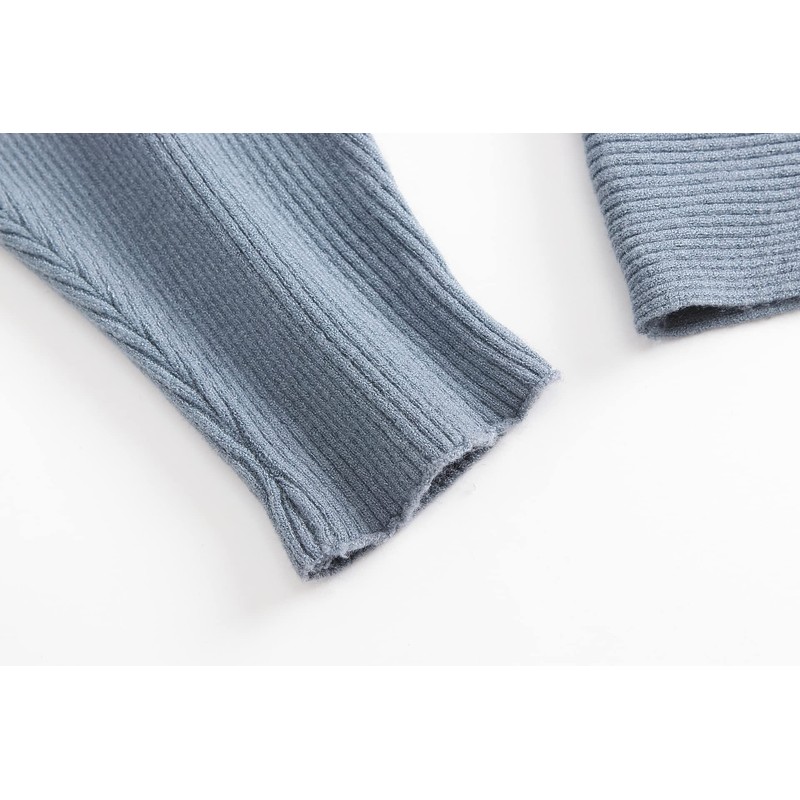 Bichingda Suéteres de punto para mujer, cuello barco, mangas de