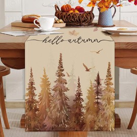 Bonhause - Camino de mesa con hojas de arce de otoño y bosque, de 13 x 72 pulgadas, decoración de mesa de comedor para interiores y exteriores, decoración de fiesta