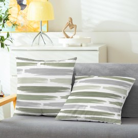 CaliTime Throw Pillow Cases Pack of 2 Cozy Fleece Abstract Geometric Texture Decorative Cushion Covers for Couch Bed Sofa Farmhouse Decoration 18 X 18 Inches Sage Green