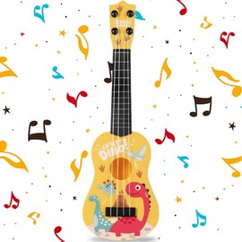 41cm Mini Gitarre, Kindergitarre, Spielzeug Gitarre, Ukulele Gitarre Spielzeug, Gitarre Spielzeughen, Ukulele Kinder mit 4 Verstellbaren Seiten, für Kinder, Kleinkinder, Mädchen, Jungen, Gelb