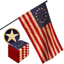G128 5 Pack: Betsy Ross Tea-Stained Flag | 3x5 Ft | ToughWeave Pro Series Pole Sleeve Embroidered 420D Polyester | Historical Flag, Embroidered Design, Indoor/Outdoor, NO Flagpole Included