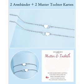 MANVEN 2/3 Pieces Mother Daughter Bracelet Mother Daughter Gift Heart Bracelet Made of 316L Stainless Steel for Girls Women Mother's Day Birthday Christmas Back to School, No gemstone