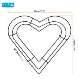 PATIKIL 8 Inch Christmas Wire Wreath Frame, 4 Pcs Metal Heart Shape Dream Catcher Rings Macrame Wreath Floral Hoop for Home Car DIY Craft Wedding Wall Hanging Decorations, Black