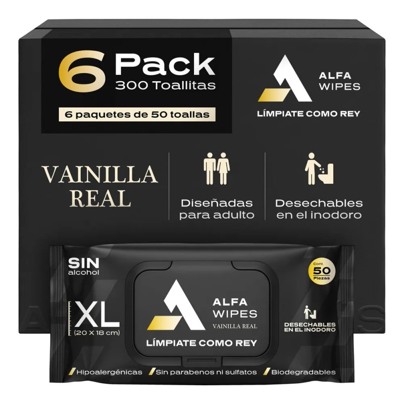 Toallitas Humedas Vainilla Real Alfa Wipes 6pack (300 Toall)
