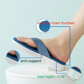 LRECHEU Sandalias de cuña para mujer, plantilla de espuma viscoelástica con soporte de arco para pies planos, cómodas sandalias de senderismo para caminar, Azul / Patchwork, 7 US