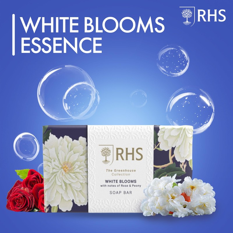 RHS Flower Show White Blooms Soap Bar with Bergamot, Rose,