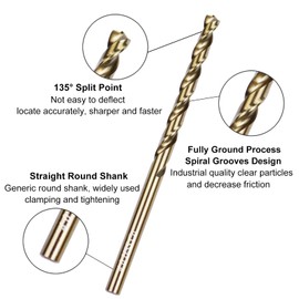 Sipery 5/32" Cobalt Drill Bit 10 Pack M35 High Speed Steel Bits Jobber Length for Hardened Metal, Stainless Steel, Cast Iron 4mm