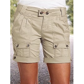 Flamingals Women's Cargo Shorts Trendy Low Waist Summer Hiking Shorts with Flat Pocket Beige XL
