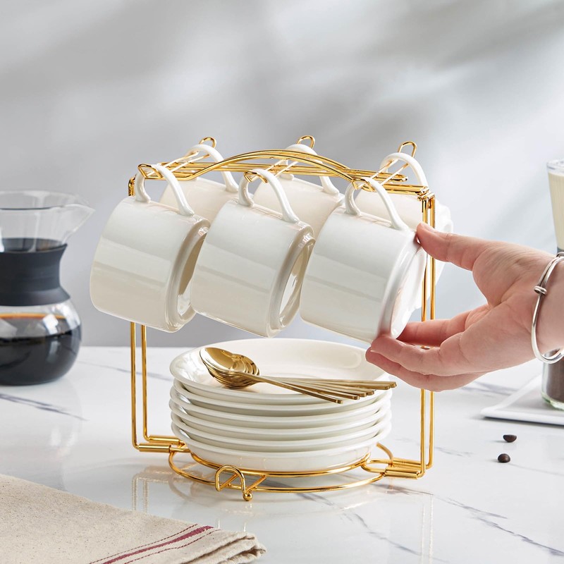 YOLIFE Tea Cup Holder for Countertop, Gold Metal Cup and