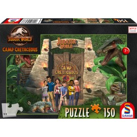 Schmidt Spiele 56437 Jurassic World, New Adventure, Camp Chalk Time, 150 Pieces, Children's Puzzle, Colourful