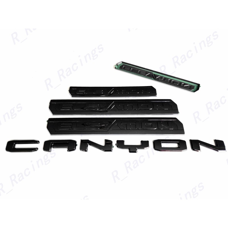 GMC OVERLAY 4PCS Gloss Black Door Rear Elevation Canyon Emblem