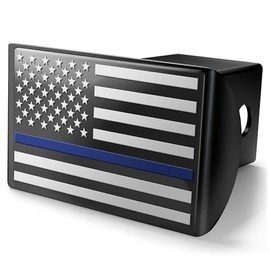 Thin Blue Line Flag Trailer Hitch Cover - Police Officer Gifts - Gifts for Cops