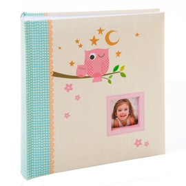Kusso Childrens Photo Album Pink Sleepy Owl Design 200 Photos 6x4 Inch / 10x15cm PERSONALISE with a Favourite Photo for Babies Toddlers and Kids