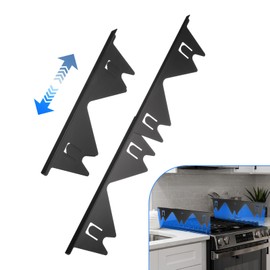 sourcing map 2 Packs Stove Gap Covers, Stainless Steel Stove Gap Filler Range Trim Kit, Adjustable Length 13.8" to 27.5" Heat Resistant Stove Guard for Kitchen Countertop, 0.79" Width, Black