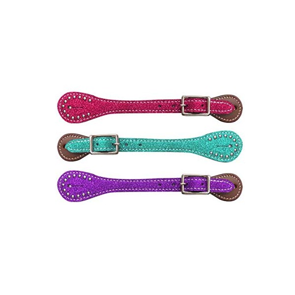 Showman Youth Glitter Leather Spur Straps New Horse TACK! (Pink)