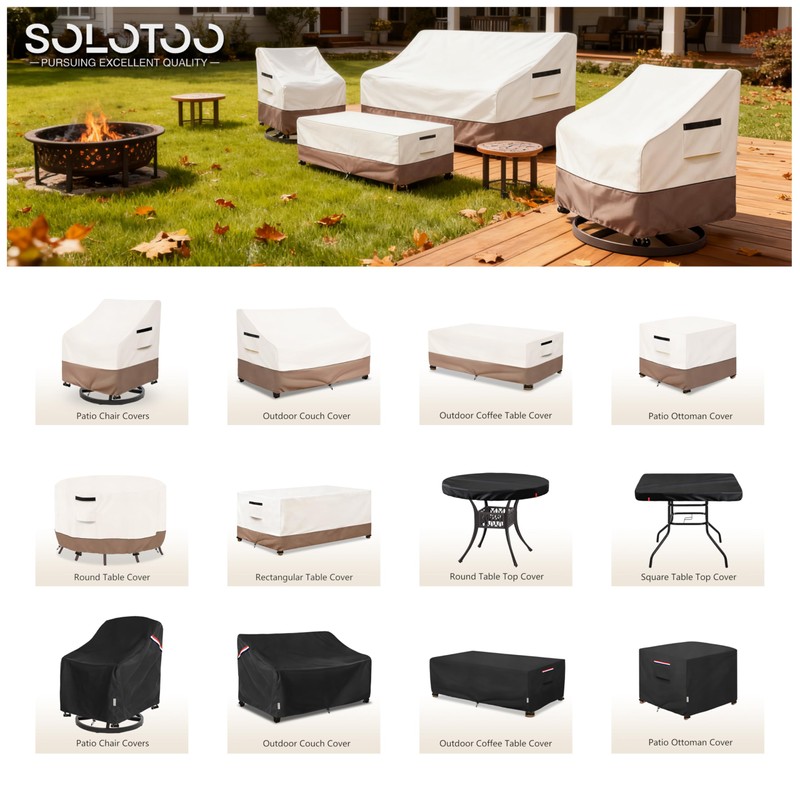 SoloToo Outdoor Square Table Cover Waterproof UV-Resistant for 36 x