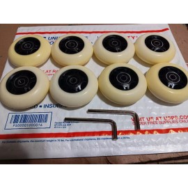 Players Choice Inline Skate Wheels 76mm Outdoor White/Black Rollerblade 8Pk w/ Abec 5 Bearings