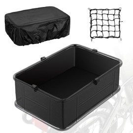 PIREKZUNT 16.5"X11.8"X5" Rear Basket Liner with Waterproof Cover and Adjustable Cargo Net, Heavy Duty Thickened Basket Liner Rear Bicycle Basket Liner Accessory Fits Most Bikes and E-Bike