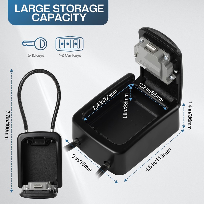 NBYT Portable Combination Lock keybox,For House Keys Key Hiders to