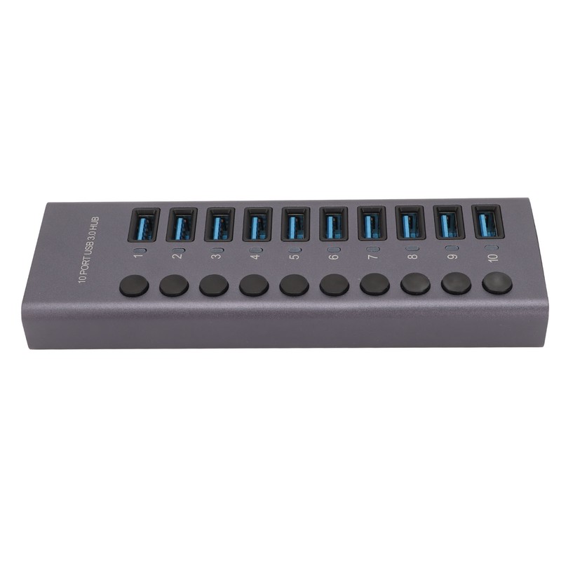 10 Port USB3.0 Hub Splitter Independent Power Supply Charging Data