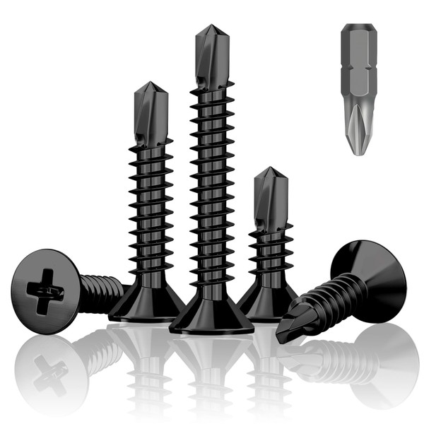Jyvex 210 pcs Black Self Tapping Screws metal, M4.2x19mm Self