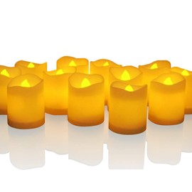 Novelty Place Flameless Flickering Votive Candles, 12 Pack Battery Operated LED Tea Lights, Fake Electric Candles for Wedding, Table, Halloween & Christmas Decorations