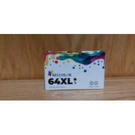Recolor Relcolor Remanufactured Ink Cartridge Compatible with HP 64XL Black & Tri-Color