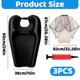 Portable Hair Washing Basin, Inflatable Hair Wash Basin for Disabled, Kids and Elderly, Hair Washing Aids for Bedridden, Includes Pump and Shawl, Travel-Friendly Design, 60x38x10cm