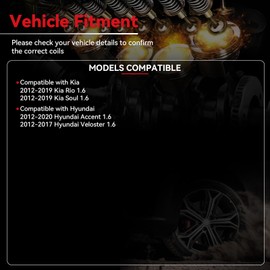 Sets of 4 UF652 Ignition Coil &93815 Spark Plug for Hyundai Accent 2012-2020,Hyundai Veloster 2012-2017，Kia Rio 2012-2020,Kia Soul 2012-2019，Replaces#273012B100 C1803 GN10634 5C1860