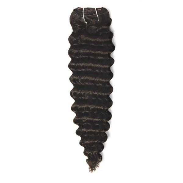 cliphair Curly Clip-In Human Hair Extensions - Dark Brown (#2), 18" (130g)
